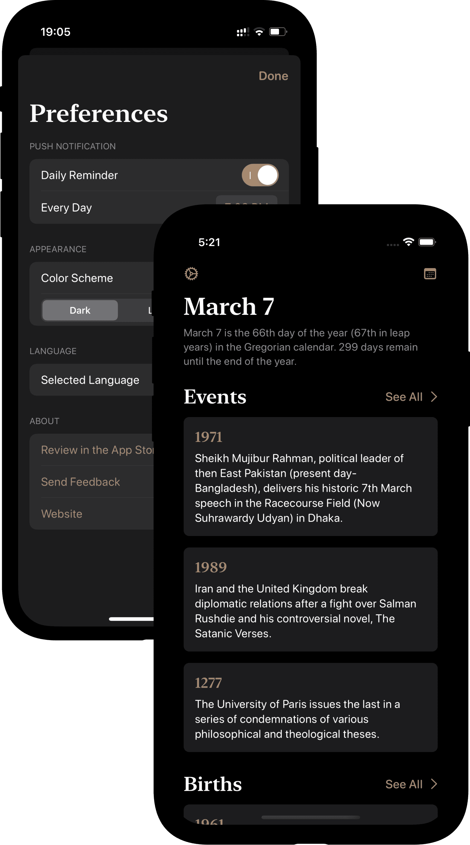 Dark mode screenshots