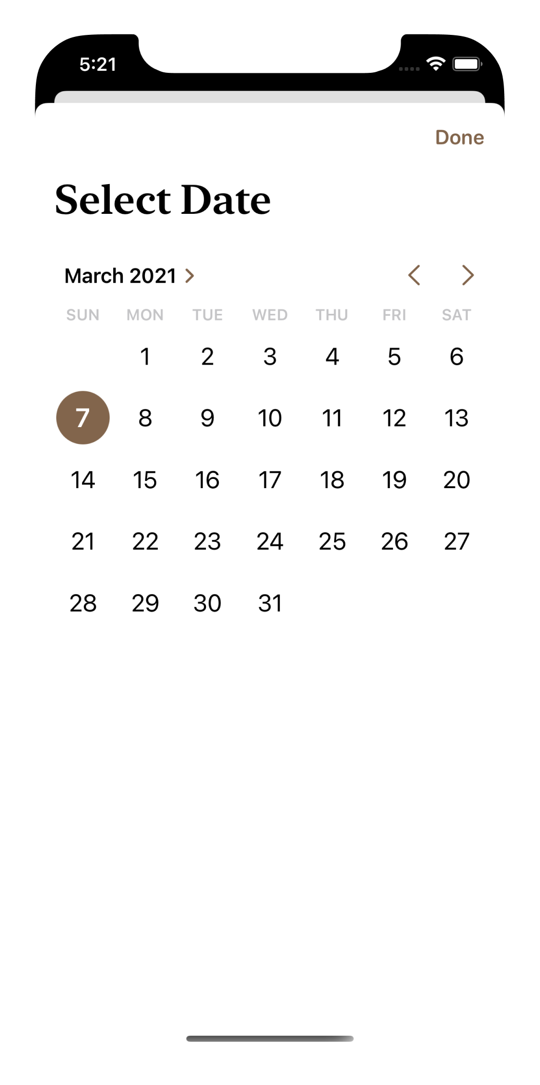 Date selector screenshot