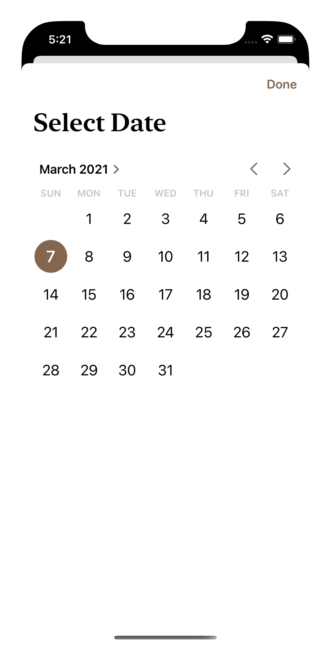 Date selector screenshot