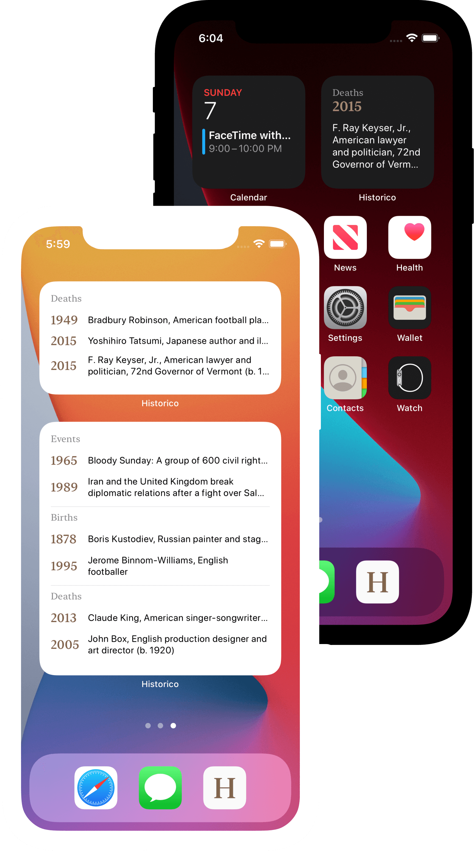 Widgets screenshots